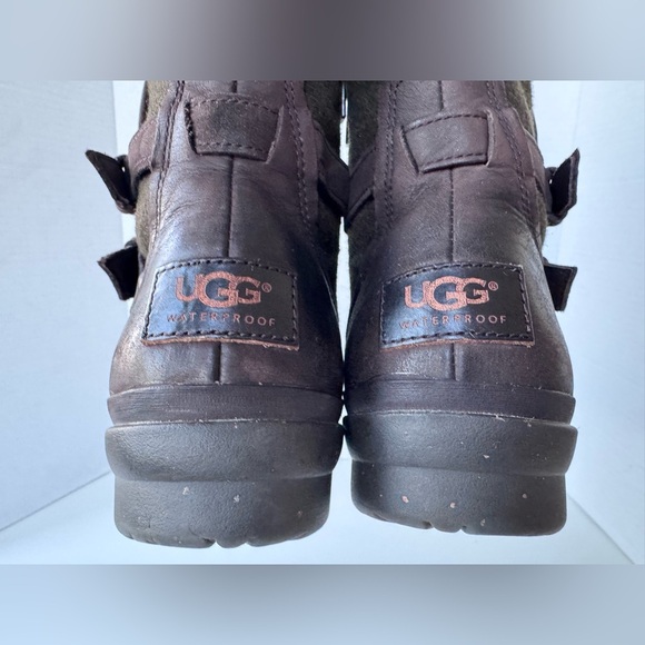 UGG Simmens waterproof Sherpa lined biker moto style boots shoes size 7 - Picture 8 of 11